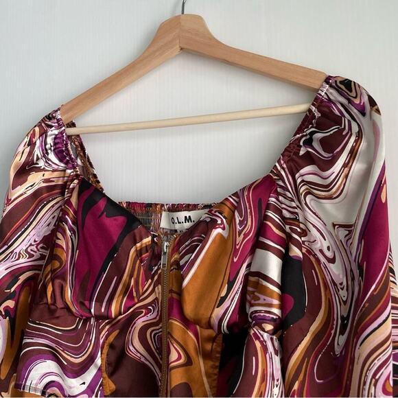 O.L.M. Cropped long sleeve zipper from top retro pattern size extra large - Picture 2 of 6